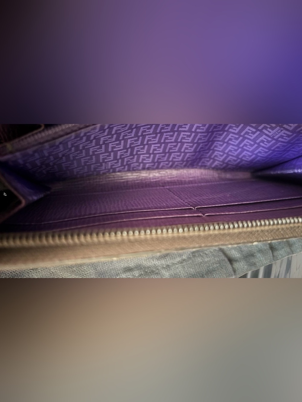 Fendi Zucca Spalmati Zip-Around Wallet Brown and Black with Dusty and COA - Picture 9 of 15